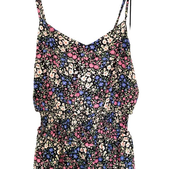 Honey and Rosie Black Multicolor Floral Sleeveless Playsuit Jumpsuit Medium - Picture 8 of 11